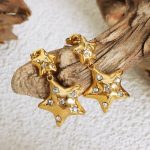 1-Pair-Luxurious-Pentagram-Plating-Inlay-Titanium-Steel-Rhinestones-18k-Gold-Plated-Earrings