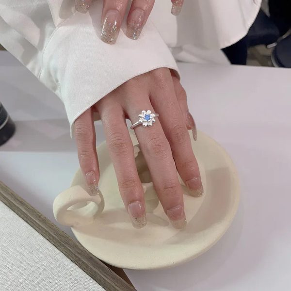 Simple-Style-Star-Heart-Shape-Flower-Sterling-Silver-Plating-Zircon-Silver-Plated-Adjustable-Ring