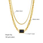Stainless-Steel-18K-Gold-Plated-Simple-Style-Gold-Plated-Square-Glass-Layered-Necklaces-display-picture-1