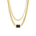 Stainless-Steel-18K-Gold-Plated-Simple-Style-Gold-Plated-Square-Glass-Layered-Necklaces-display-picture-2