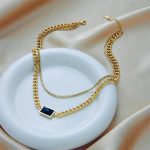 Stainless-Steel-18K-Gold-Plated-Simple-Style-Gold-Plated-Square-Glass-Layered-Necklaces-display-picture-3