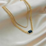 Stainless-Steel-18K-Gold-Plated-Simple-Style-Gold-Plated-Square-Glass-Layered-Necklaces-display-picture-4