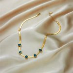 Stainless-Steel-18K-Gold-Plated-Simple-Style-Gold-Plated-Water-Droplets-Artificial-Gemstones-Necklace-display-picture-5