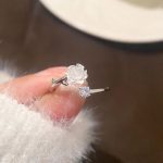 Wholesale-Simple-Style-Flower-Sterling-Silver-Rhinestones-Open-Ring